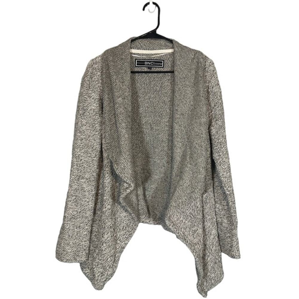 BNCI by Blanc Noir Women’s Gray Waterfall Draped Front Knit Cardigan Size Large